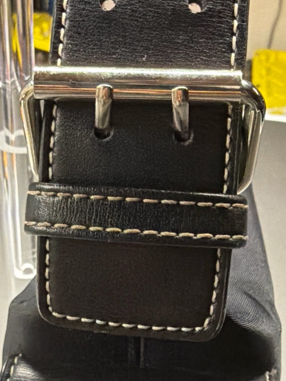 Prada Black Shoulder Bag Logo Accent Zip Closure Silver Hardware Side Pockets - Picture 7 of 8